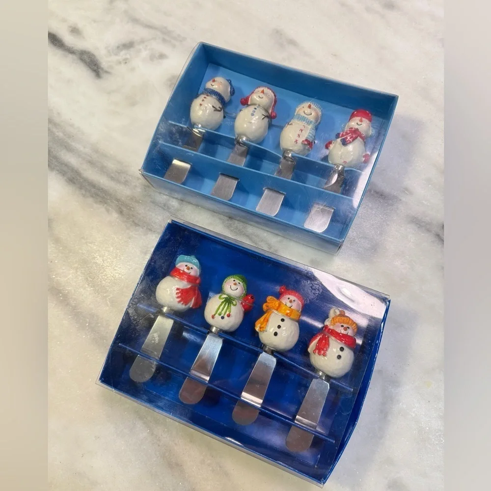 St Nicholas Square Set of 2 Snowman Spreaders 8 total - Picture 5 of 5